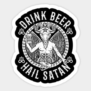 Drink Beer Hail Satan I Satanic Baphomet graphic Sticker